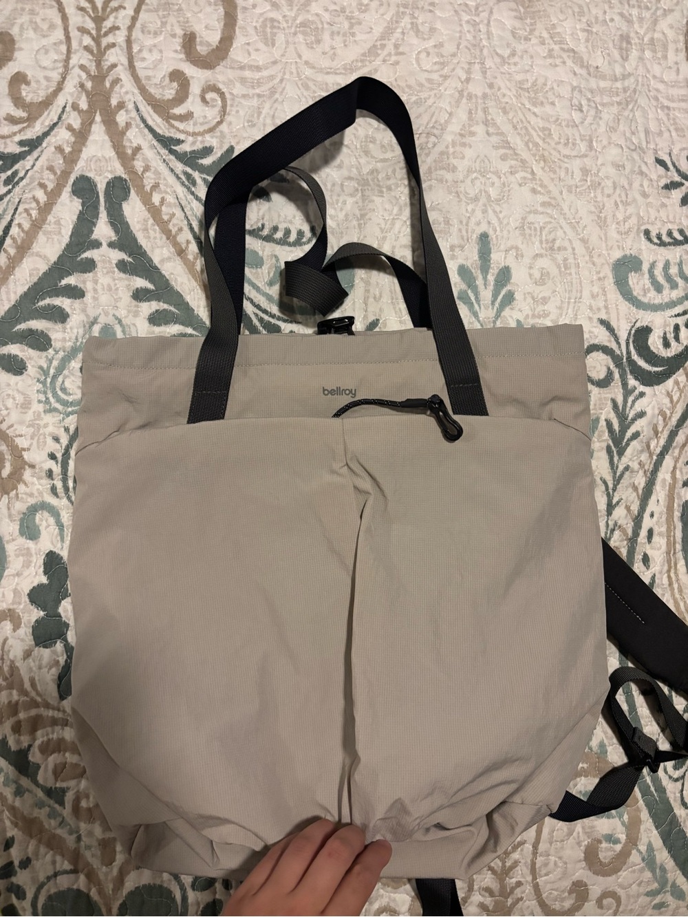 Bellroy Beige Tote-Style Backpack with Black Straps